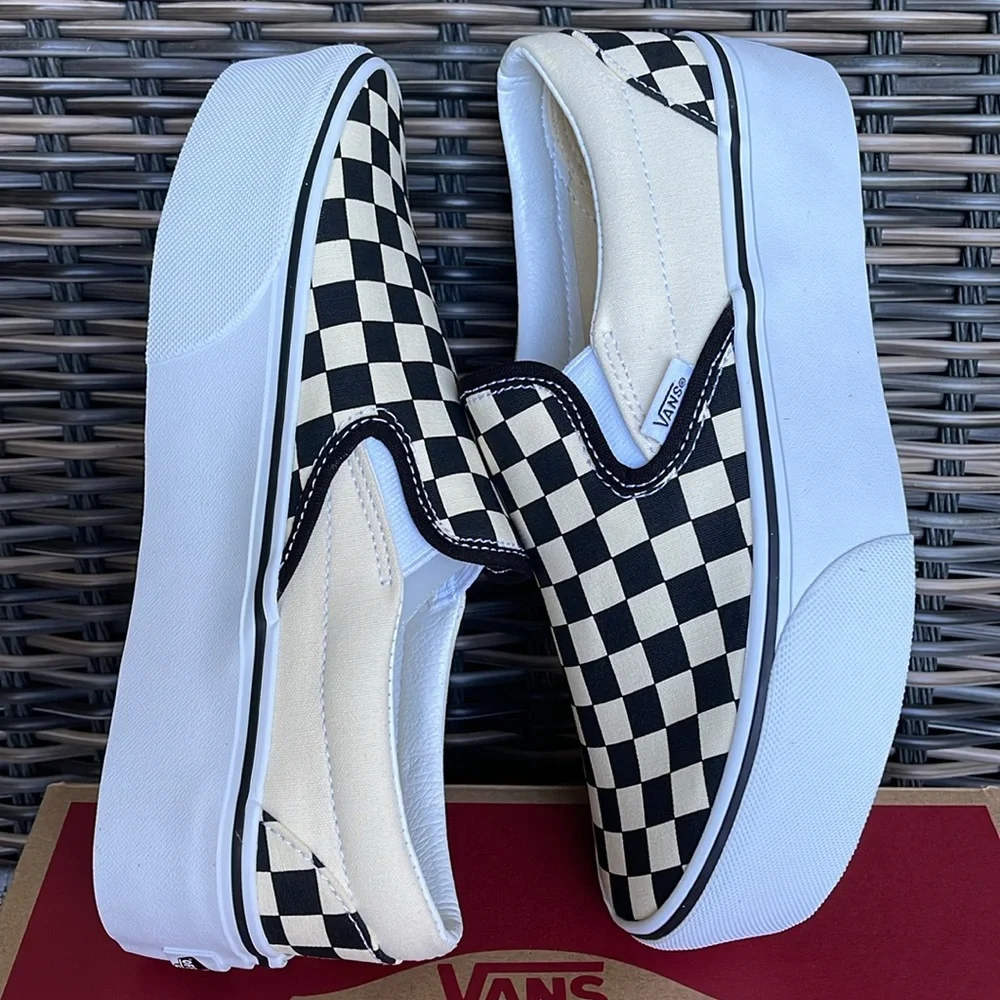 Vans WMNS Classic Slip-On Stackf Checkerboard Black/Classi VN0A7Q5RTYQ Platforms
